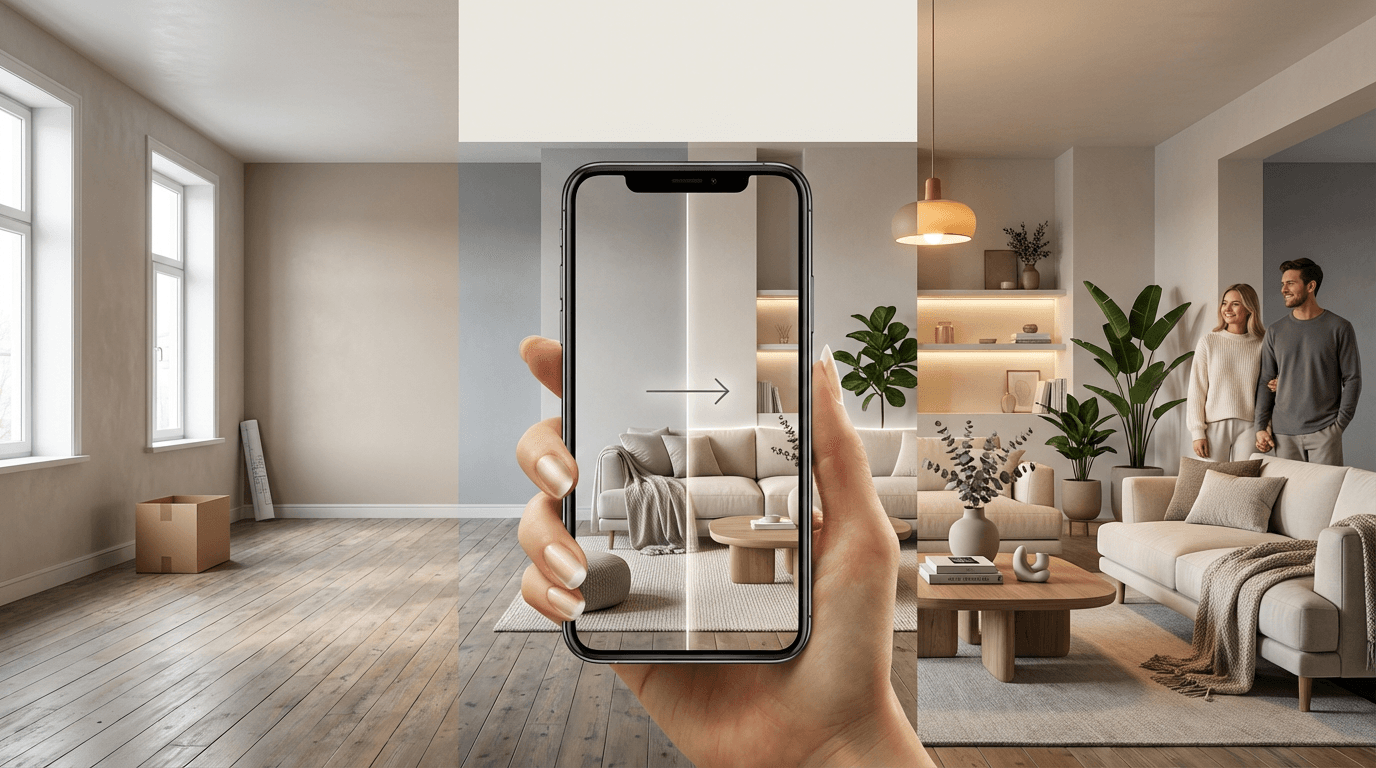 Пример AI визуализации мебели в интерьере